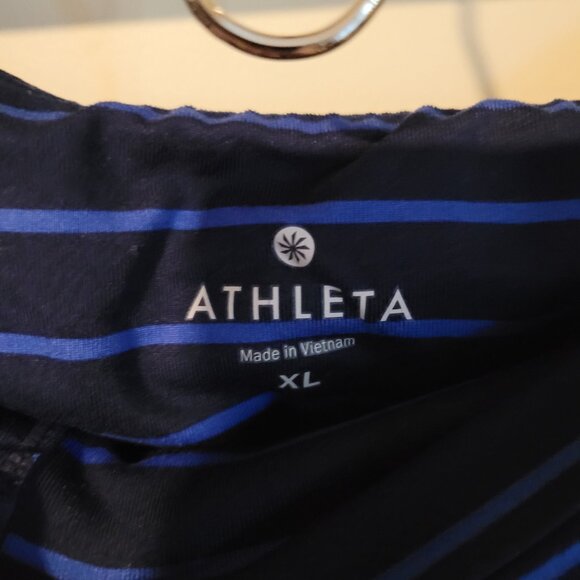 Athleta Navy Blue Striped Jersey Leggings SZ XL - Picture 3 of 3